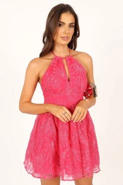 Gracie Halterneck Mini Dress - Hot Pink -Dress Shop petal and pup usa dresses gracie halterneck mini dress hot pink 33757585998001