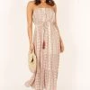 Halliday Strapless Midi Dress - Tan Print