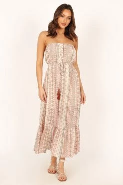 Halliday Strapless Midi Dress - Tan Print 19 Halliday Strapless Midi Dress - Tan Print -Dress Shop petal and pup usa dresses halliday strapless midi dress tan print 33810829934769