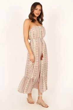 Halliday Strapless Midi Dress - Tan Print 20 Halliday Strapless Midi Dress - Tan Print -Dress Shop petal and pup usa dresses halliday strapless midi dress tan print 33810829967537
