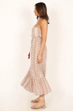 Halliday Strapless Midi Dress - Tan Print 24 Halliday Strapless Midi Dress - Tan Print -Dress Shop petal and pup usa dresses halliday strapless midi dress tan print 33810830098609