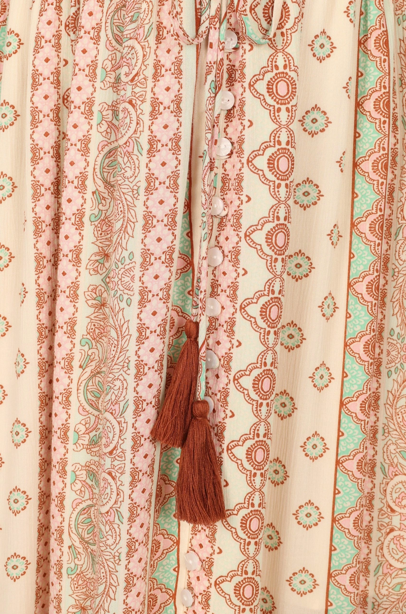 Halliday Strapless Midi Dress - Tan Print 14 Halliday Strapless Midi Dress - Tan Print - Image 14