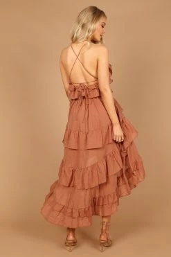 Hannah Multi Tiered Midi Dress - Dusty Rust -Dress Shop petal and pup usa dresses hannah multi tiered midi dress dusty rust 32619402920113