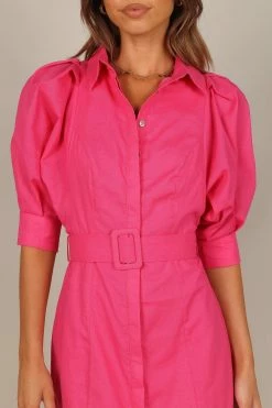Hannah Puff Sleeve Mini Dress - Fuchsia -Dress Shop petal and pup usa dresses hannah puff sleeve mini dress fuchsia 32969896689841