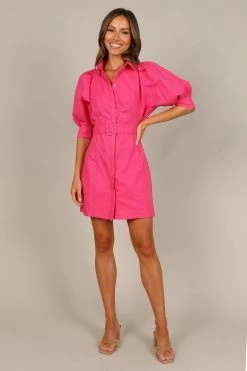 Hannah Puff Sleeve Mini Dress - Fuchsia -Dress Shop petal and pup usa dresses hannah puff sleeve mini dress fuchsia 32969896722609