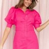 Hannah Puff Sleeve Mini Dress - Fuchsia
