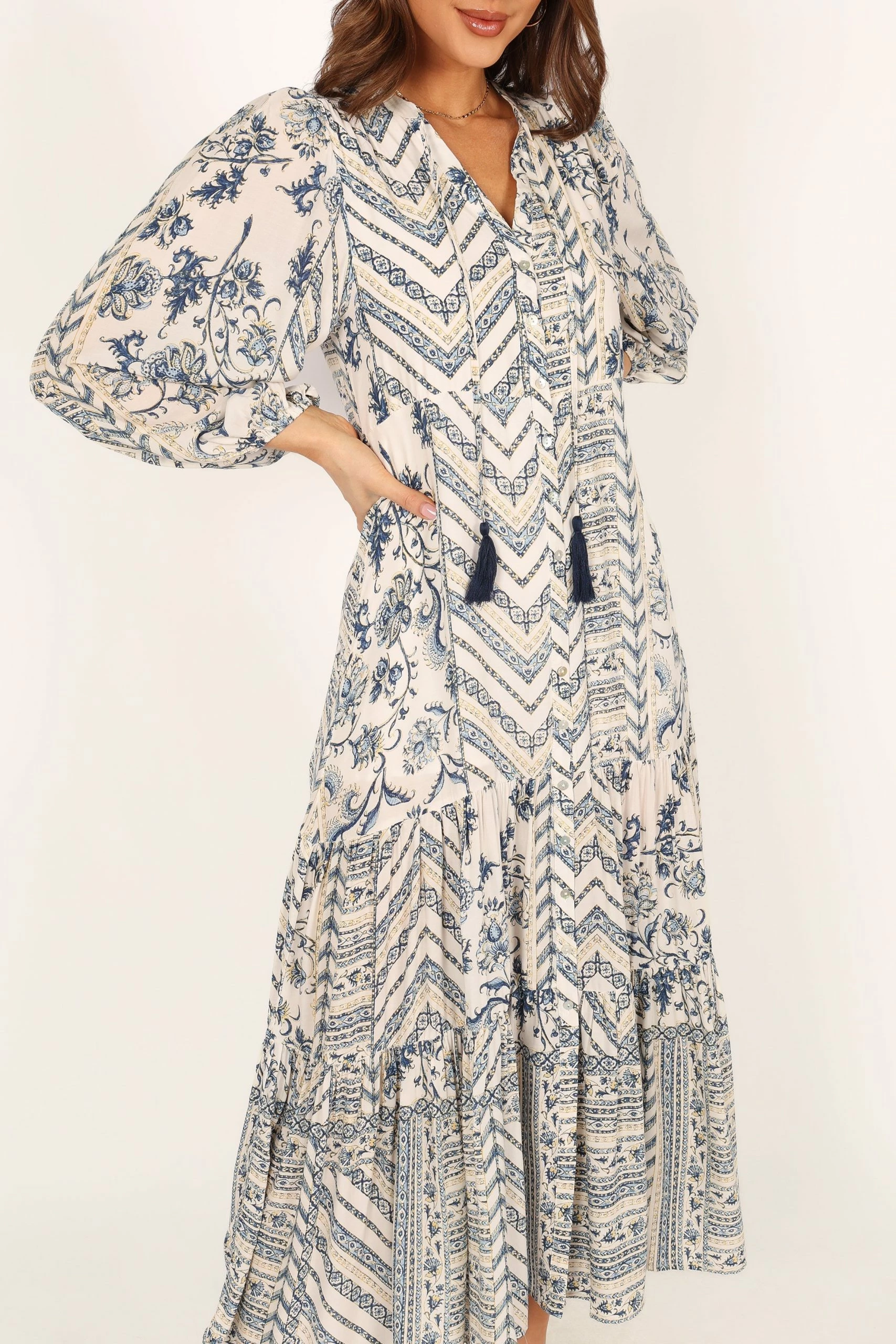 Harper Long Sleeve Maxi Dress - Seaside 2 Harper Long Sleeve Maxi Dress - Seaside - Image 2