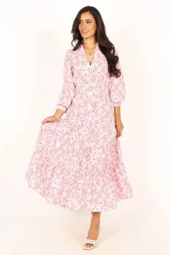 Haydee Long Sleeve Maxi Dress - Pink Floral