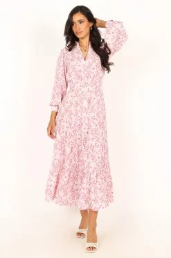 Haydee Long Sleeve Maxi Dress - Pink Floral -Dress Shop petal and pup usa dresses haydee long sleeve maxi dress pink floral 33987166208177