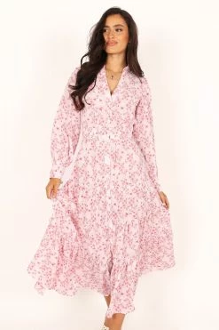 Haydee Long Sleeve Maxi Dress - Pink Floral -Dress Shop petal and pup usa dresses haydee long sleeve maxi dress pink floral 33987166240945