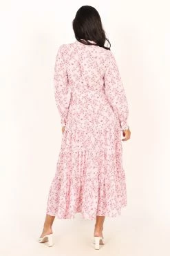 Haydee Long Sleeve Maxi Dress - Pink Floral -Dress Shop petal and pup usa dresses haydee long sleeve maxi dress pink floral 33987166273713