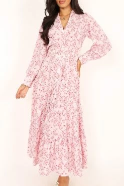 Haydee Long Sleeve Maxi Dress - Pink Floral -Dress Shop petal and pup usa dresses haydee long sleeve maxi dress pink floral 33987166306481