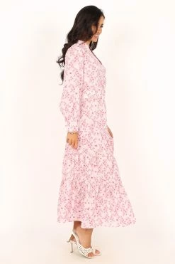 Haydee Long Sleeve Maxi Dress - Pink Floral -Dress Shop petal and pup usa dresses haydee long sleeve maxi dress pink floral 33987166404785
