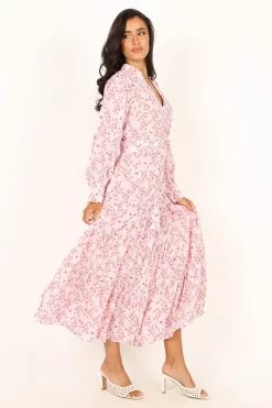 Haydee Long Sleeve Maxi Dress - Pink Floral -Dress Shop petal and pup usa dresses haydee long sleeve maxi dress pink floral 33987166437553