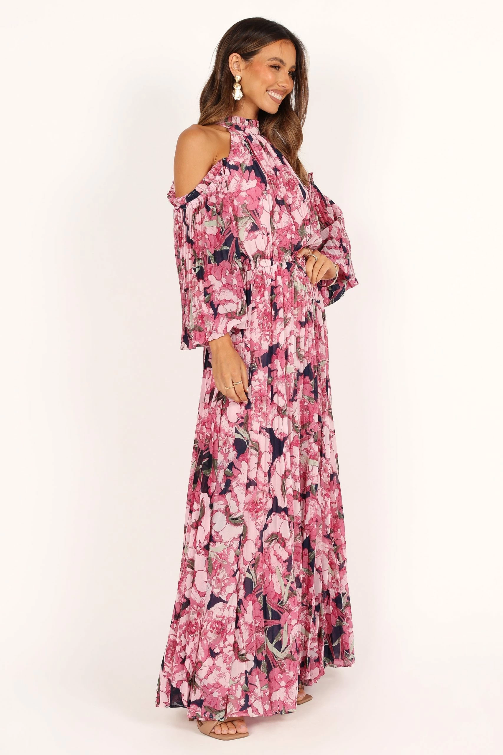 Hilary Pleated Maxi Dress - Pink Floral 8 Hilary Pleated Maxi Dress - Pink Floral - Image 8
