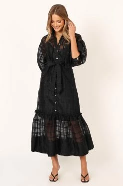 Izzy Long Sleeve Maxi Dress - Black -Dress Shop petal and pup usa dresses izzy long sleeve maxi dress black 34007551049905