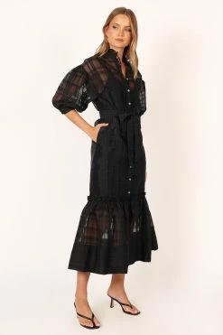 Izzy Long Sleeve Maxi Dress - Black -Dress Shop petal and pup usa dresses izzy long sleeve maxi dress black 34007551213745