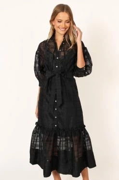 Izzy Long Sleeve Maxi Dress - Black -Dress Shop petal and pup usa dresses izzy long sleeve maxi dress black 34007551246513