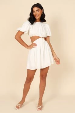 Joanna Cut Out Mini Dress - White -Dress Shop petal and pup usa dresses joanna cut out mini dress white 32129770619057
