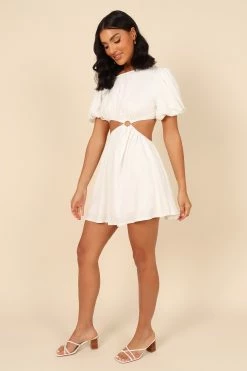 Joanna Cut Out Mini Dress - White -Dress Shop petal and pup usa dresses joanna cut out mini dress white 32129770651825
