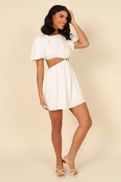 Joanna Cut Out Mini Dress - White -Dress Shop petal and pup usa dresses joanna cut out mini dress white 32129770717361