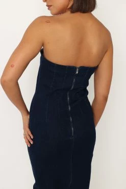 Jojo Strapless Maxi Dress - Dark Denim -Dress Shop petal and pup usa dresses jojo strapless maxi dress dark denim 33951042797745