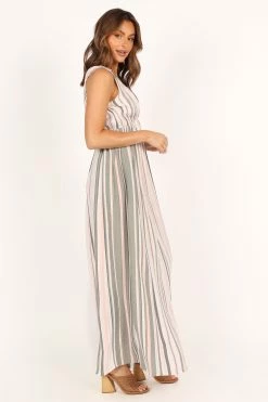 Judd V Neck Maxi Dress - Olive Stripe -Dress Shop petal and pup usa dresses judd v neck maxi dress olive stripe 33512615936177