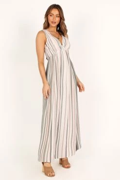 Judd V Neck Maxi Dress - Olive Stripe -Dress Shop petal and pup usa dresses judd v neck maxi dress olive stripe 33512615968945