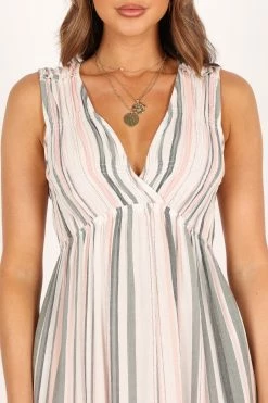Judd V Neck Maxi Dress - Olive Stripe -Dress Shop petal and pup usa dresses judd v neck maxi dress olive stripe 33512616067249