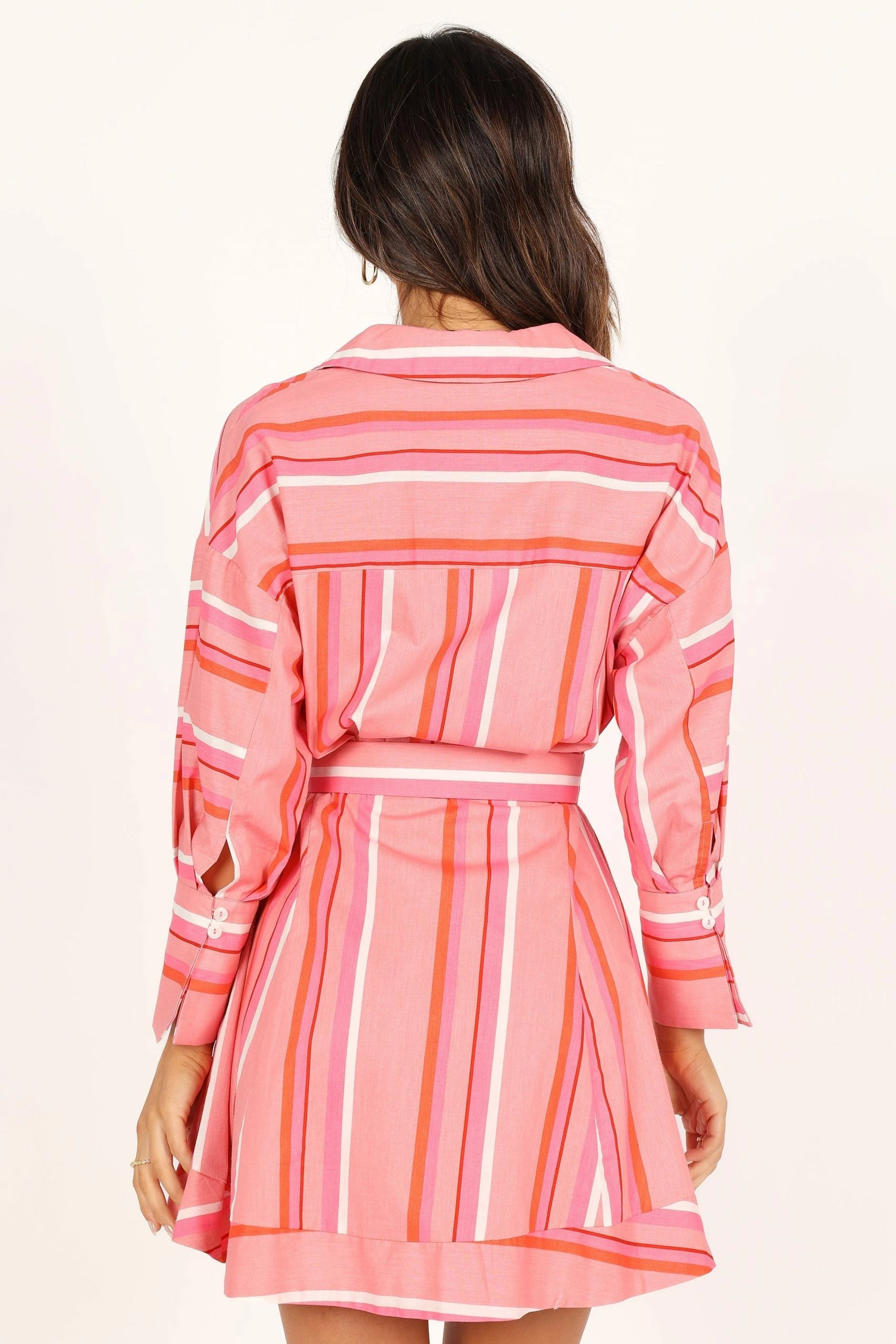 Julia Belted Mini Dress - Pink Stripe 6 Julia Belted Mini Dress - Pink Stripe - Image 6