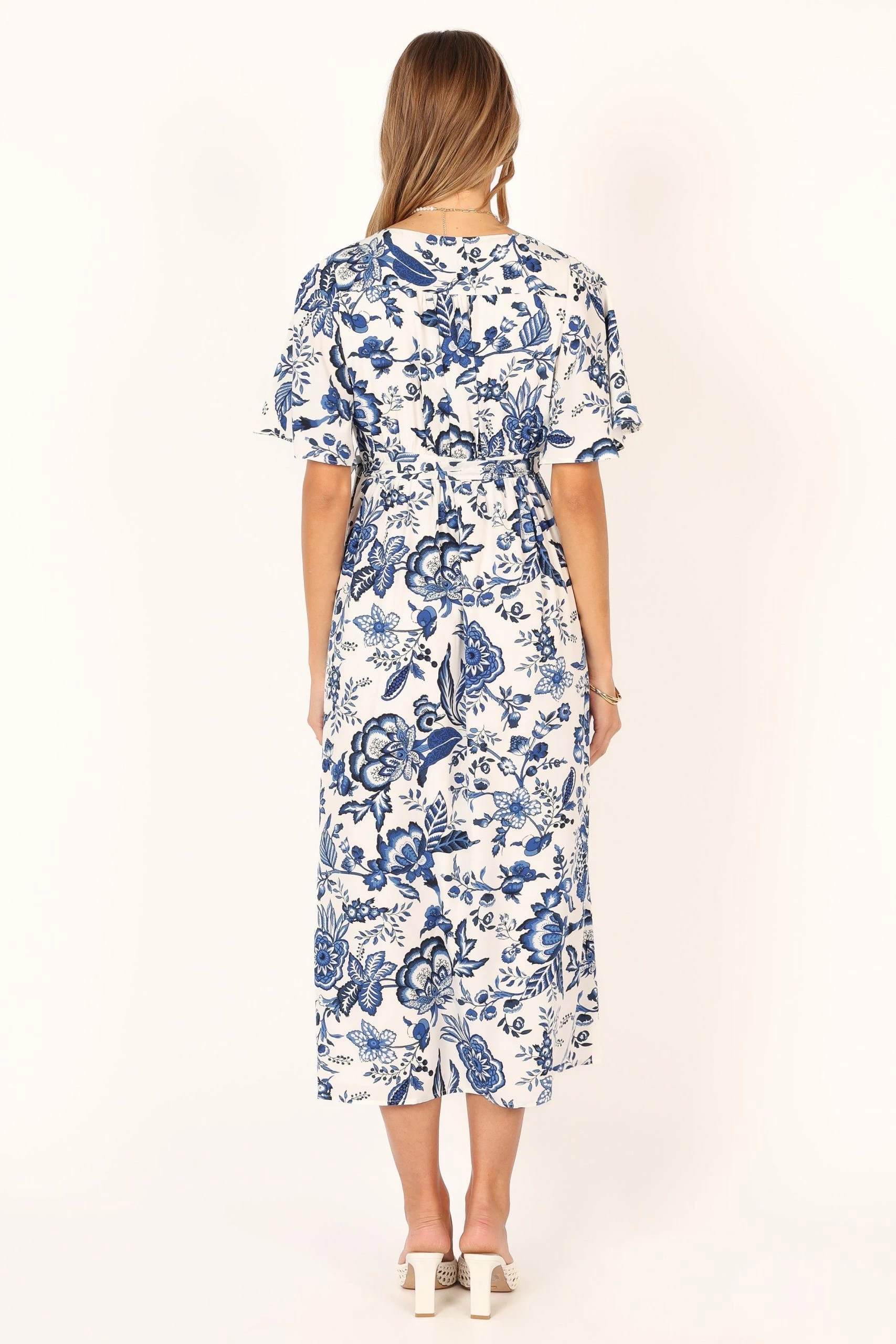 Kaleen Midi Wrap Dress - White Blue 7 Kaleen Midi Wrap Dress - White Blue - Image 7