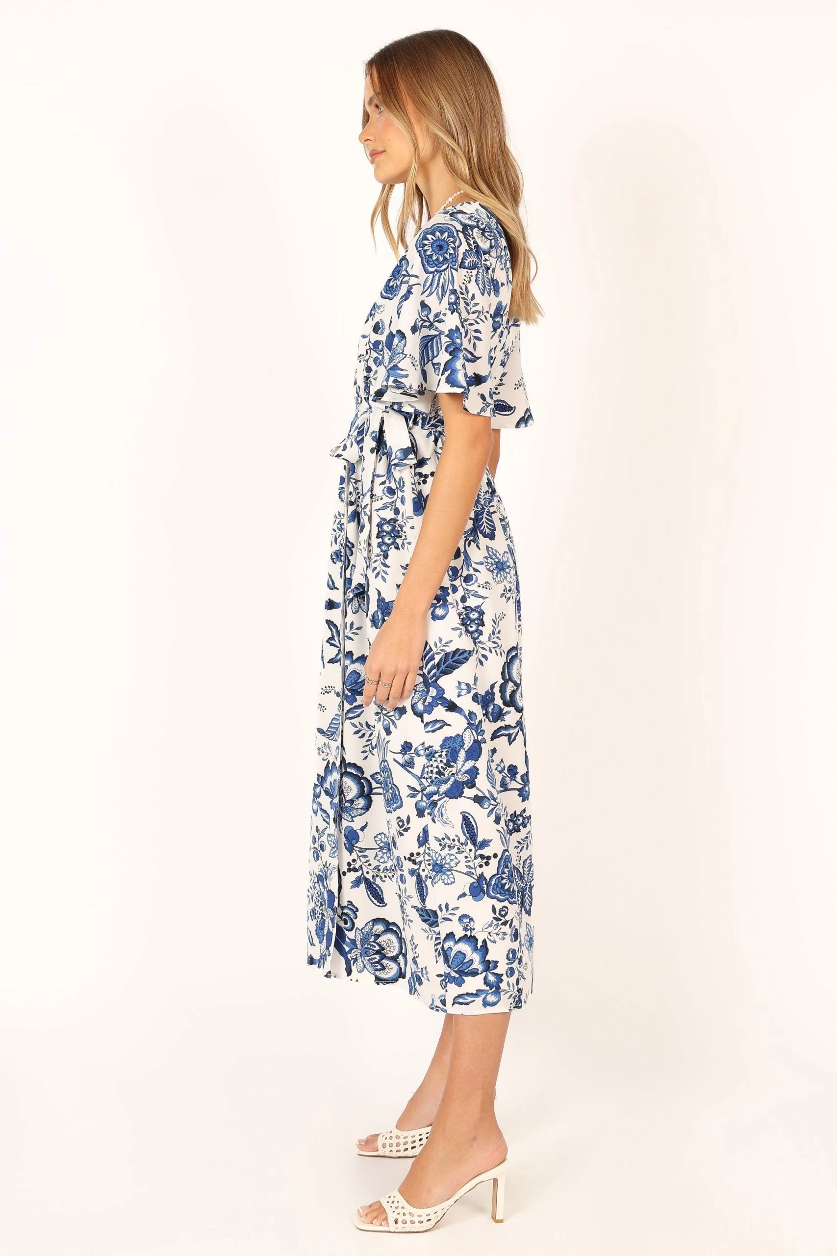 Kaleen Midi Wrap Dress - White Blue 9 Kaleen Midi Wrap Dress - White Blue - Image 9