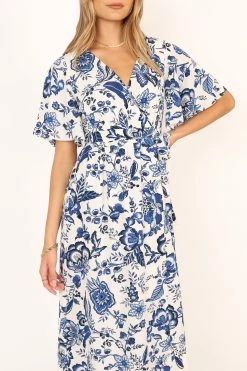 Kaleen Midi Wrap Dress - White Blue 22 Kaleen Midi Wrap Dress - White Blue -Dress Shop petal and pup usa dresses kaleen midi wrap dress white blue 34007548297393