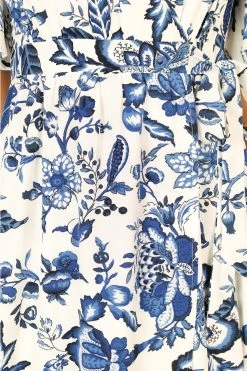 Kaleen Midi Wrap Dress - White Blue 23 Kaleen Midi Wrap Dress - White Blue -Dress Shop petal and pup usa dresses kaleen midi wrap dress white blue 34007548330161