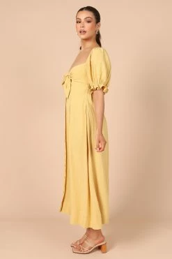Kamea Tie Front Midi Dress - Mustard -Dress Shop petal and pup usa dresses kamea tie front midi dress mustard 32164287185073