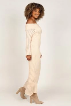 Kennedy Off Shoulder Knit Maxi Dress - Cream -Dress Shop petal and pup usa dresses kennedy off shoulder knit maxi dress cream 33245735813297