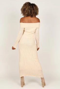 Kennedy Off Shoulder Knit Maxi Dress - Cream -Dress Shop petal and pup usa dresses kennedy off shoulder knit maxi dress cream 33245735911601