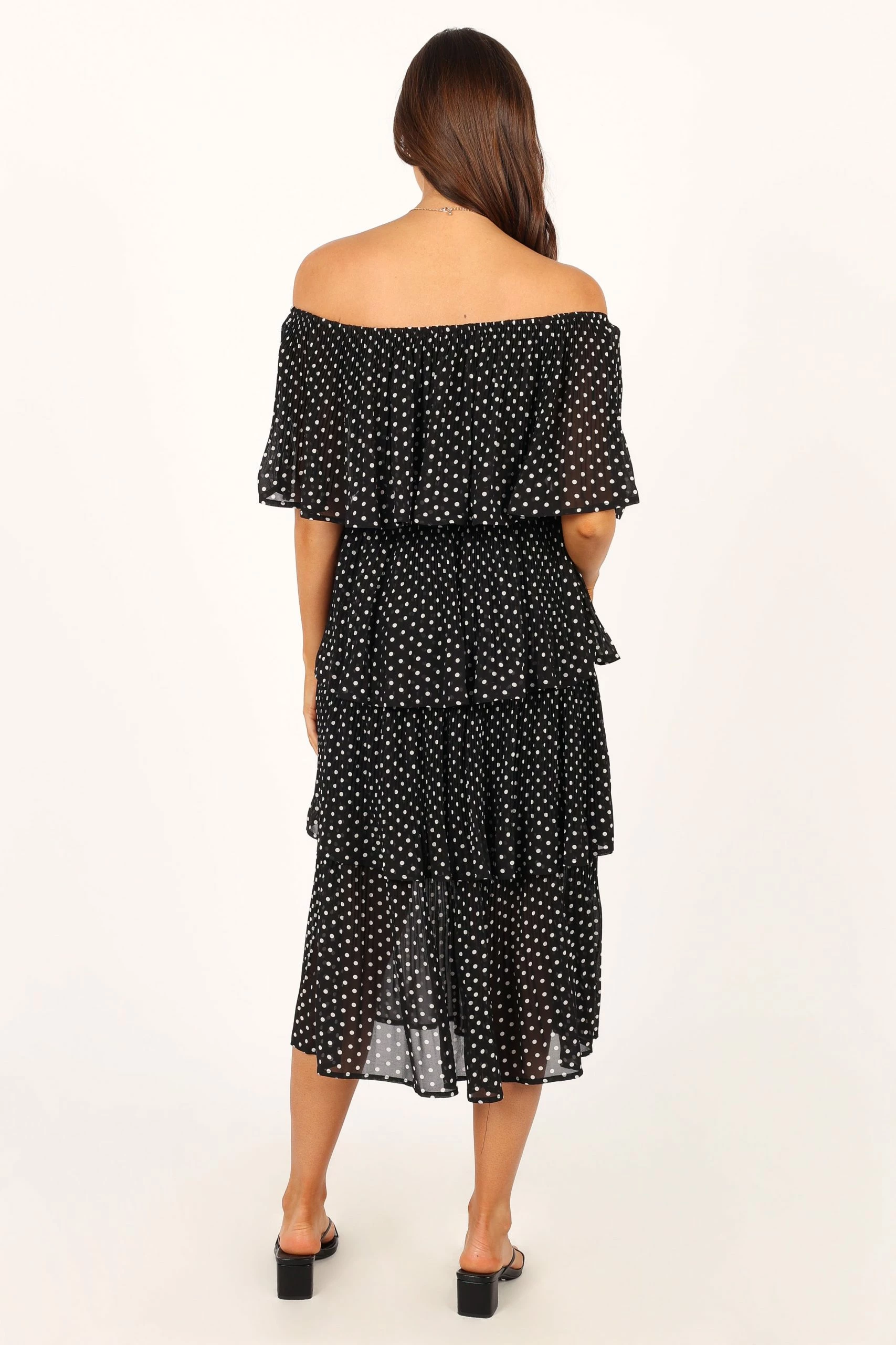 Lilli Tiered Midi Dress - Black White Polka Dot 6 Lilli Tiered Midi Dress - Black White Polka Dot - Image 6