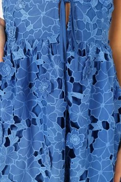 Lindo Lace Mini Dress - Blue -Dress Shop petal and pup usa dresses lindo lace mini dress blue 33846825779377