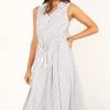 LouLou Midi Dress - White Navy