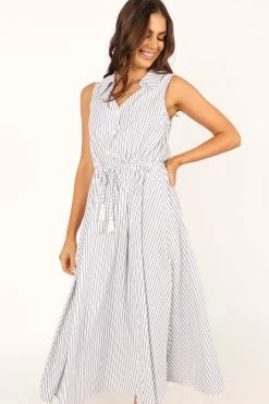LouLou Midi Dress - White Navy