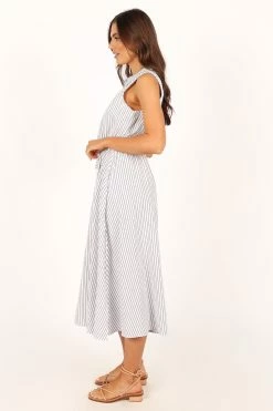 LouLou Midi Dress - White Navy -Dress Shop petal and pup usa dresses loulou midi dress white navy 33757572989105