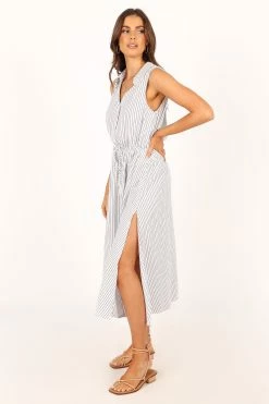 LouLou Midi Dress - White Navy -Dress Shop petal and pup usa dresses loulou midi dress white navy 33757573021873