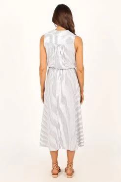 LouLou Midi Dress - White Navy -Dress Shop petal and pup usa dresses loulou midi dress white navy 33757573054641