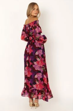 Luanne Off Shoulder Maxi Dress - Purple Floral -Dress Shop petal and pup usa dresses luanne off shoulder maxi dress purple floral 33935883862193