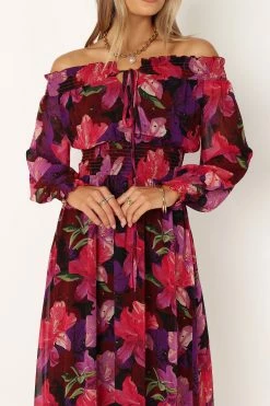 Luanne Off Shoulder Maxi Dress - Purple Floral -Dress Shop petal and pup usa dresses luanne off shoulder maxi dress purple floral 33935883927729
