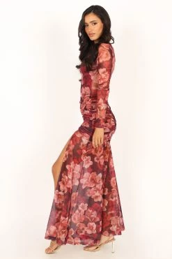Lucinda Maxi Dress - Wine Floral -Dress Shop petal and pup usa dresses lucinda maxi dress wine floral 33916157493425