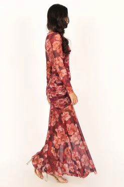 Lucinda Maxi Dress - Wine Floral -Dress Shop petal and pup usa dresses lucinda maxi dress wine floral 33916157624497