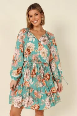 Madalin Mini Dress - Teal Floral