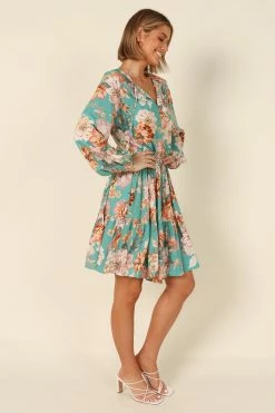 Madalin Mini Dress - Teal Floral -Dress Shop petal and pup usa dresses madalin mini dress teal floral waiting on bulk 32240699736241
